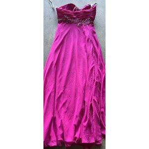 Vintage Fiesta Women’s Prom Formal Hot Pink Stones Layered Dress Women’s Size M